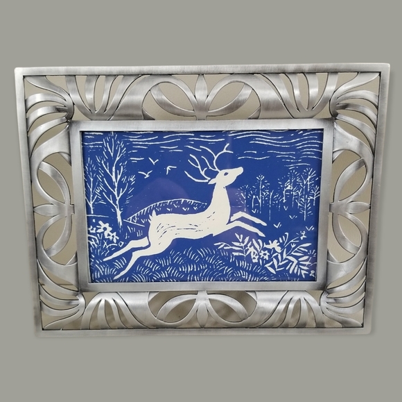 Vintage Greeting Card 5 1/2" x 3 1/2" Photo Easel Back Silvertone Picture Frame - Picture 2 of 8